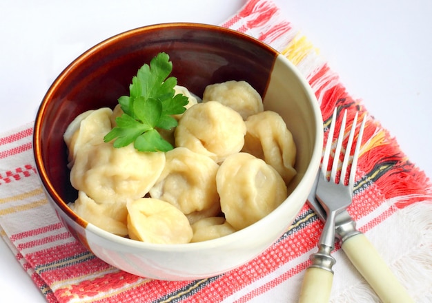 Meat dumplings in a bowl