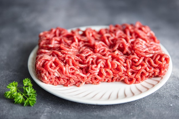 meat minced raw pork, beef cuisine fresh food snack on the table copy space food