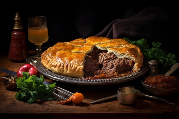 Photo meat pie for a hearty dinner yummy delicious meat pie food image photography