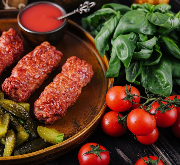 Meat rolls mititei or mici traditional romanian food