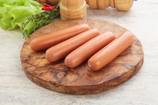 Meat sausages for snack breakfast