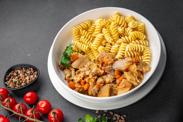 meat tripe pasta pasta fusilli fresh ready to cook healthy meal food snack on the table copy space