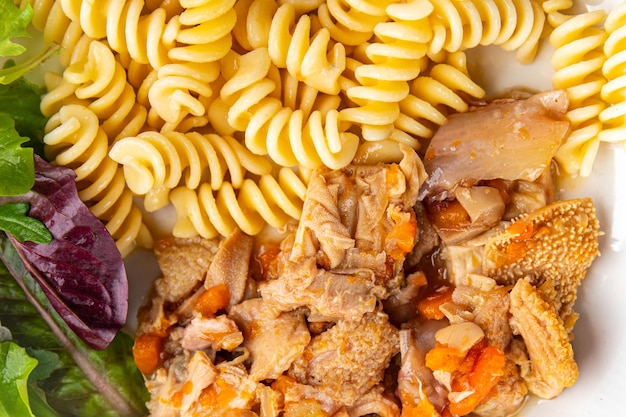 meat tripe pasta pasta fusilli fresh ready to cook healthy meal food snack on the table copy space