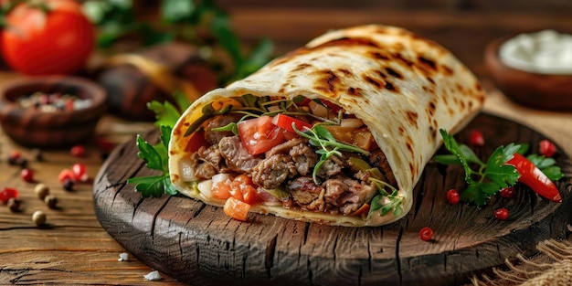 Meat and vegetable burrito