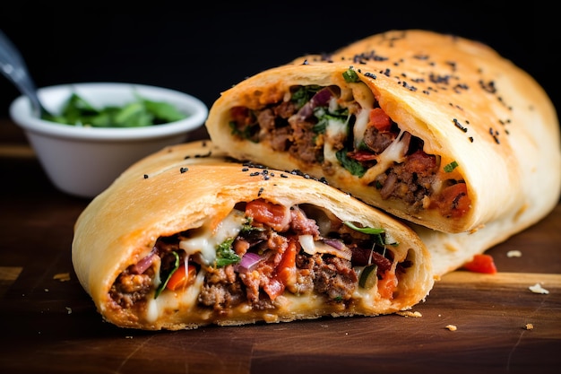 Meat and Veggie Stromboli Italian Food