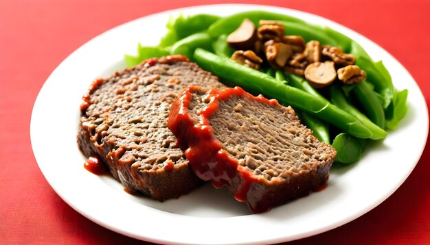 Meatloaf with mushroom sauce and walnut salad