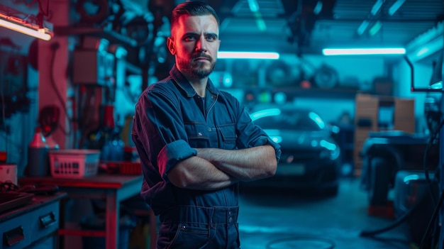 The mechanic in the garage