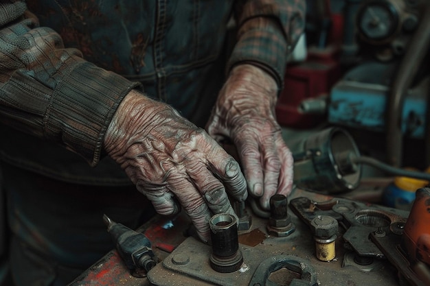 Mechanic hand checking