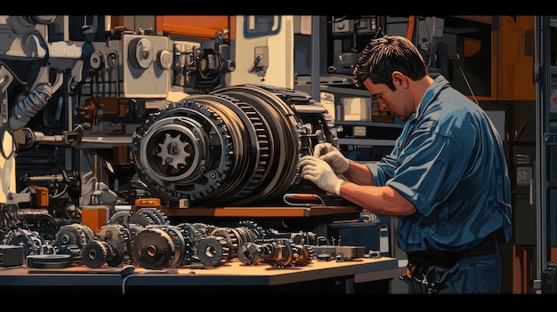 A Mechanic Working on a Complex Machinery