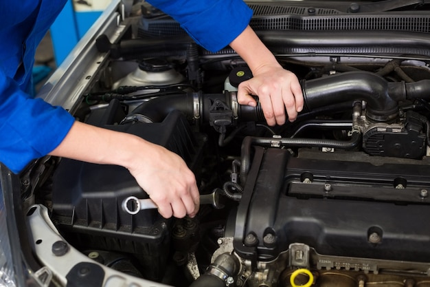 Mechanic working on an engine