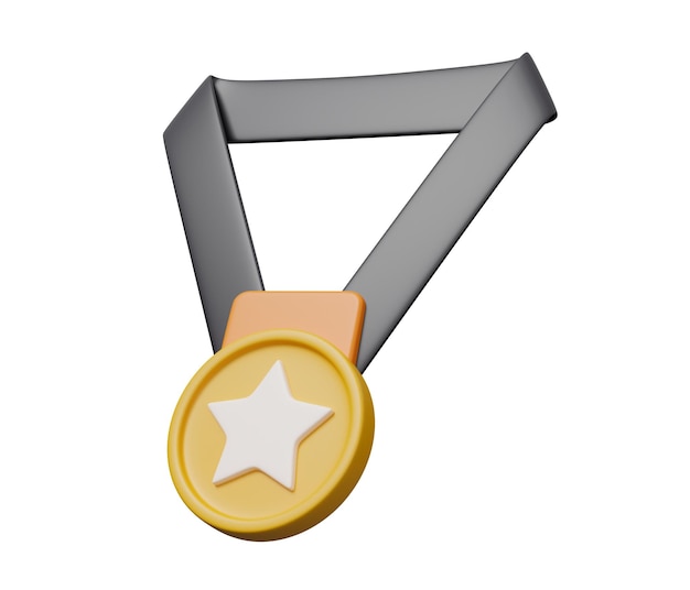 Medal star award 3d 3d render cartoon minimal icon illustration