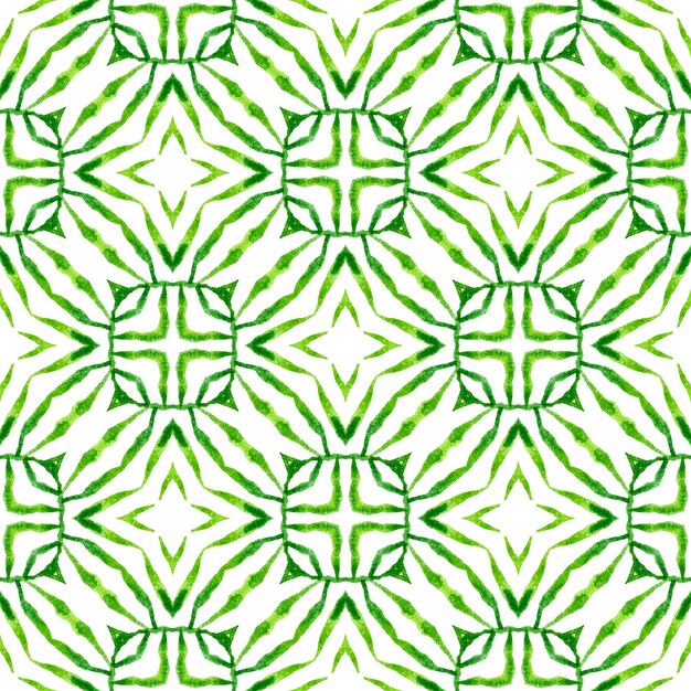 Medallion seamless pattern Green immaculate boho