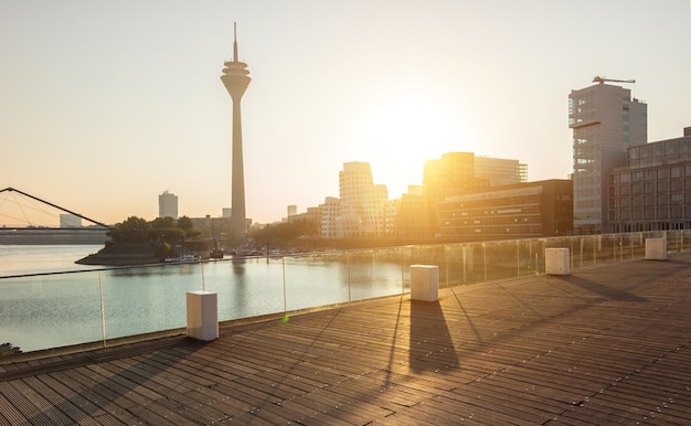 Media harbor at dusseldorf in the morning light