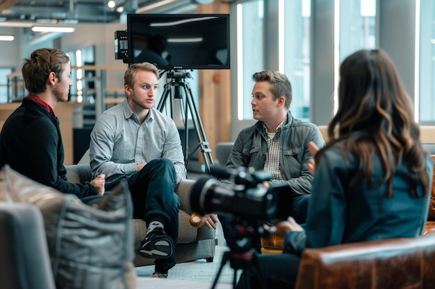 Photo media interviewing team principals ar generative ai