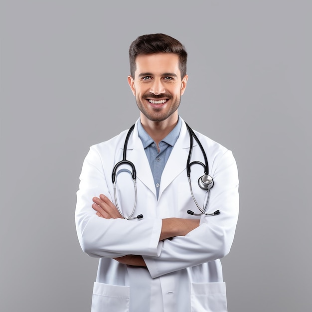 Medical Cheer Smiling Doctor with Stethoscope