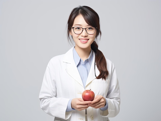 Medical concept of Asian beautiful female doctor in white coat with stethoscope waist up Medical s