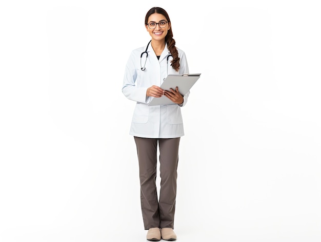 Medical concept of Asian beautiful female doctor in white coat with stethoscope waist up Medical s