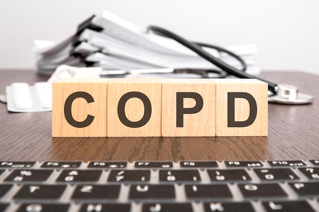 Medical concept wooden blocks with text COPD short for Chronic Obstructive Pulmonary Disease