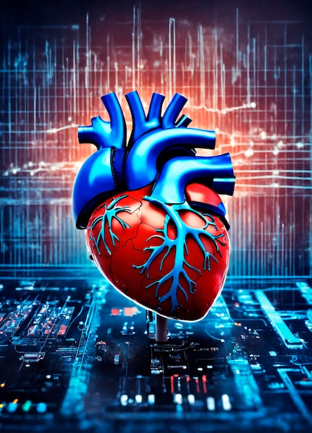 medical diagram of the human heart Selective focus