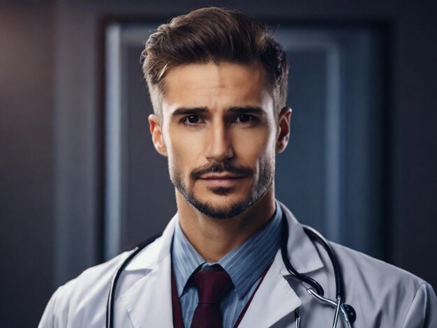 A medical doctor in her elegant doctor outfit and a medical stethoscope around her neck