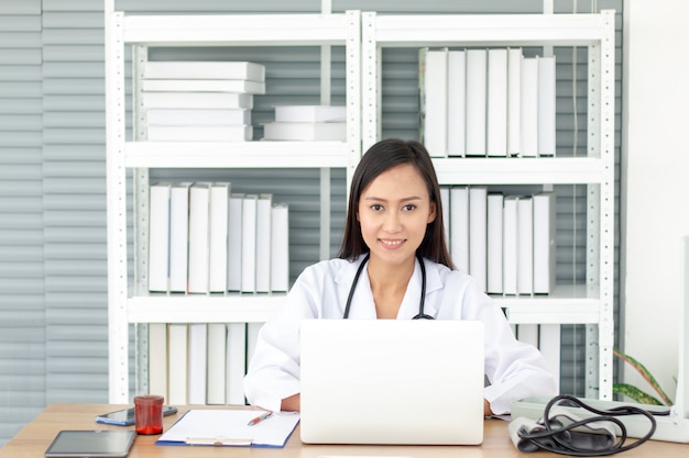 Medical doctor woman in the office room