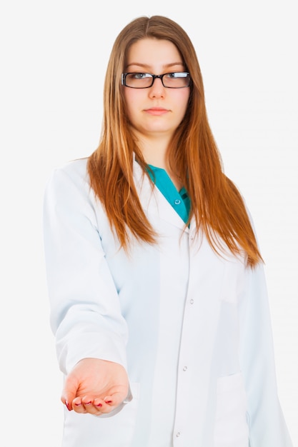 Medical doctor woman smile with stethoscope