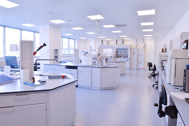 medical and health bright lab laboratory indoor with instruments test tubes