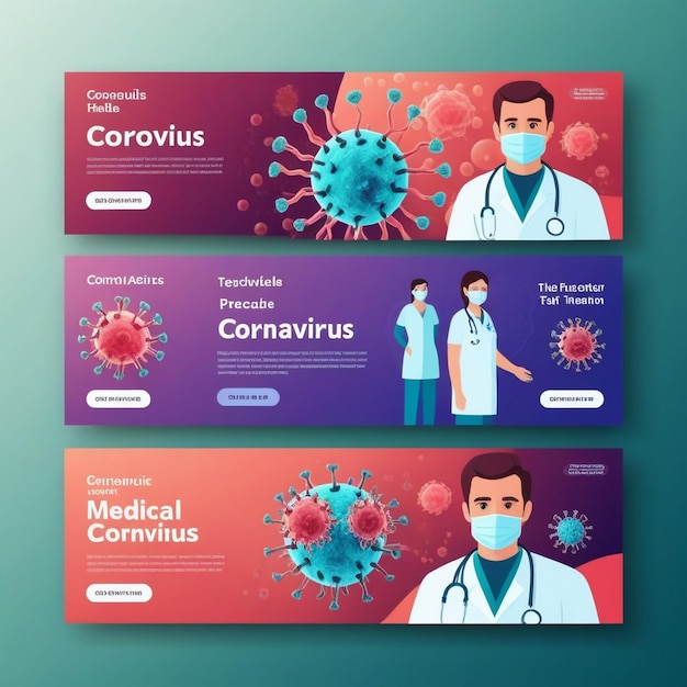 Photo medical health coronavirus web banner template