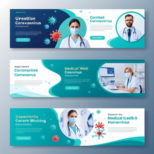 Photo medical health coronavirus web banner template