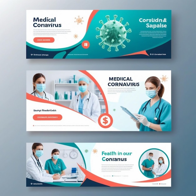 Photo medical health coronavirus web banner template