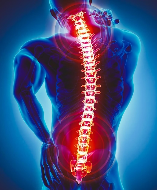 Medical Illustration of back spine pain