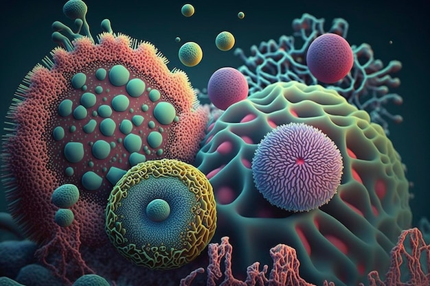 medical illustration of bacteria cells, creative ai