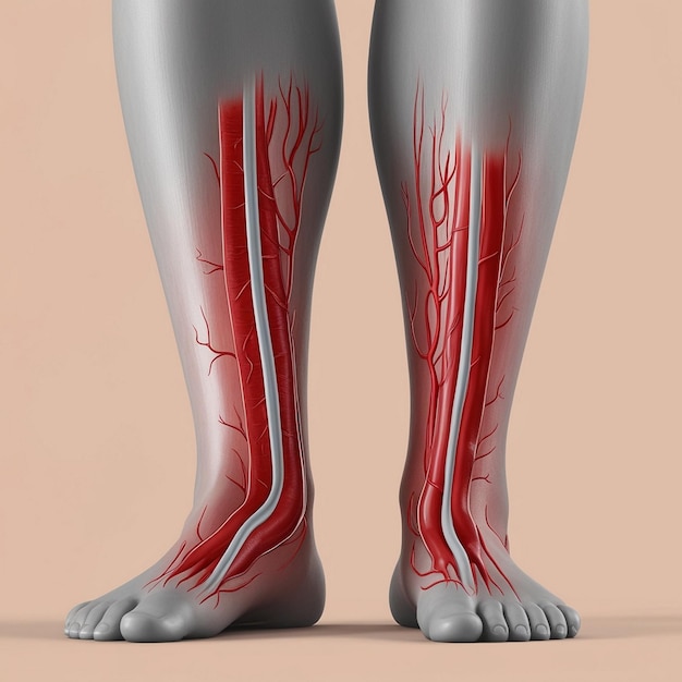 Photo medical illustration of superficial thrombophlebitis and deep vein anatomy in the legs