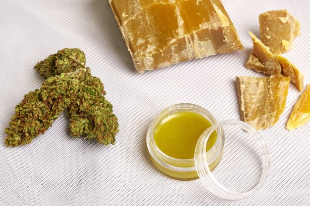 Medical marijuana concept, hemp cannabis natural products.