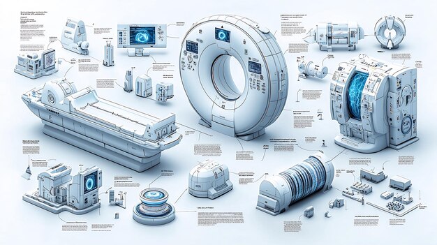 Photo medical physics represented through detailed diagram of imaging technique like mri ct scan radiation