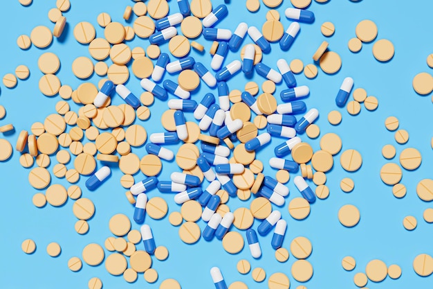 Medical pills for background 3D Render