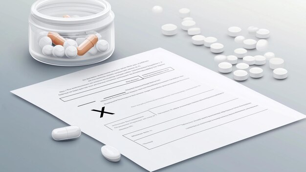 medical prescriptions and pills on the table