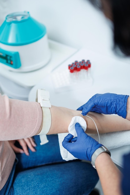 Medical procedure Taking blood from a vein into a test tube Sterile blood collection