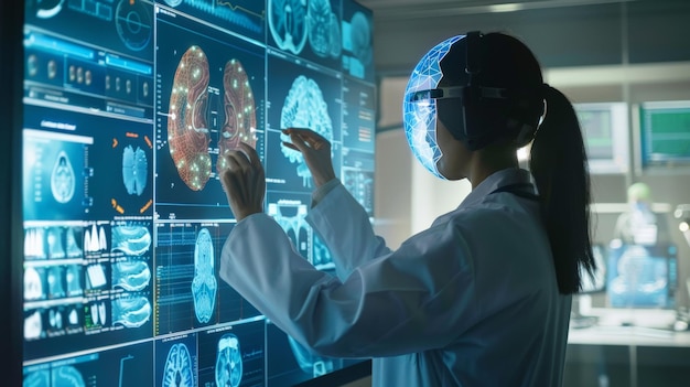 Medical professionals use an AI interface to simulate treatment outcomes facilitating informed decisionmaking