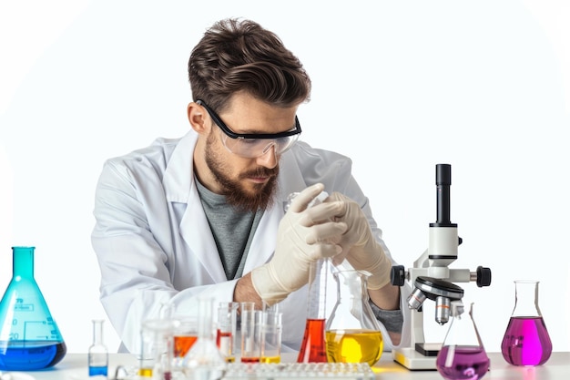 Medical Researcher Examining Specimens Through Microscope