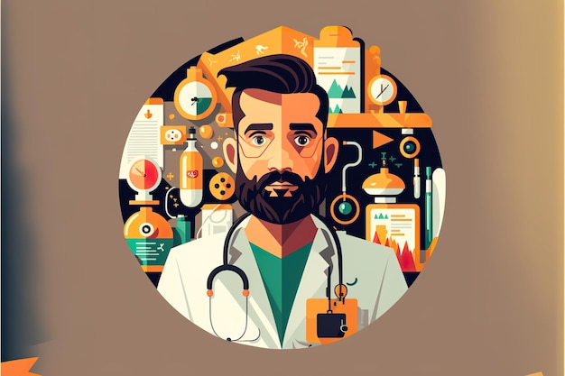 Medical Services Manager flat illustration