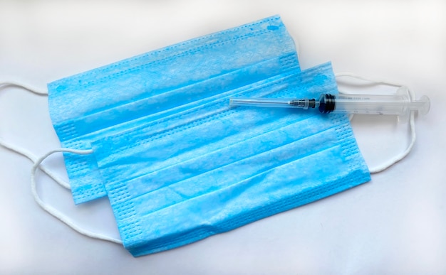 Medical supplies on a white background, pandemic. Selective focus