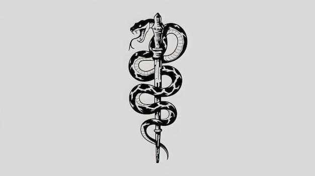 Photo a medical symbol with a sword and a snake on it