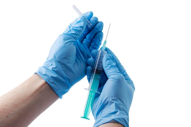 medical syringe in a hands