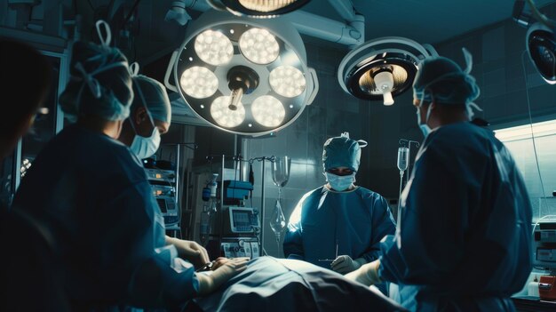 Medical team intensely focused in the midst of a critical surgical operation