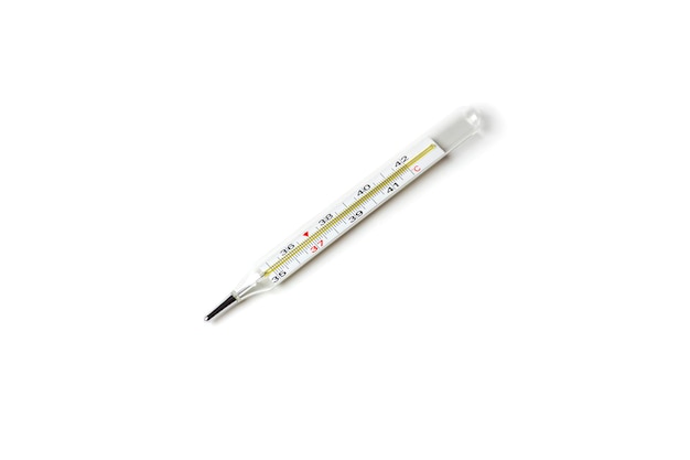 Medical thermometer closeup on a white background Isolated