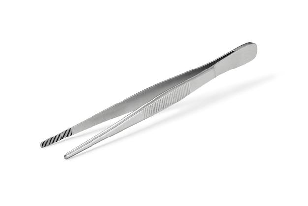 Medical tweezers on a white background