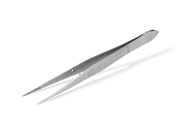 Medical tweezers on a white background