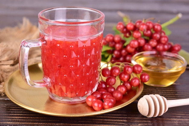 Medicinal tea or fruit drink made from viburnum berries with honey