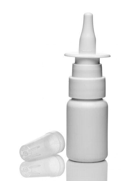 Medicine bottle nasal spray isolated